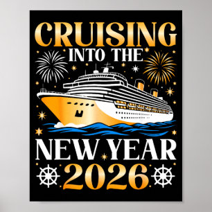 In das neue Jahr 2026 cruisen Frohes Neues Jahr Fa Poster
