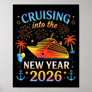 In das neue Jahr 2026 cruisen Frohes Neues Jahr Fa Poster