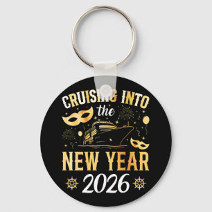 In das neue Jahr 2026 cruisen Kreis Schlüsselanhänger