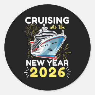 In das neue Jahr 2026 cruisen Runder Aufkleber