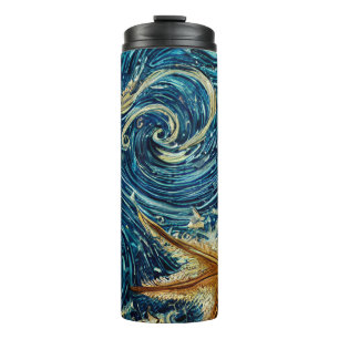 In das tiefe Blau Thermosbecher