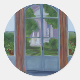 "In den Garten " Runder Aufkleber