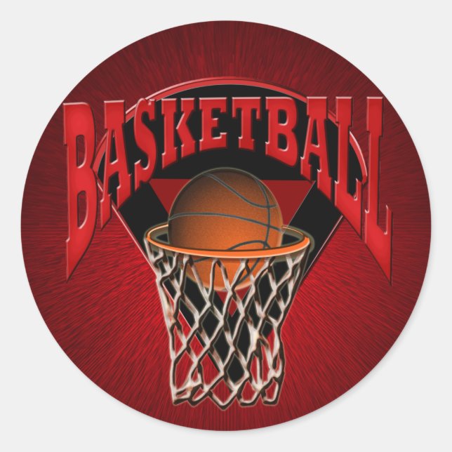 In den Hoop Basketball und die Backboard Runder Aufkleber (Vorderseite)