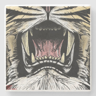 In den Mund-Untersetzer der Löwen Steinuntersetzer