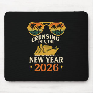 In den neuen Jahr 2026 cruisen Retro-Sonnenunterga Mousepad