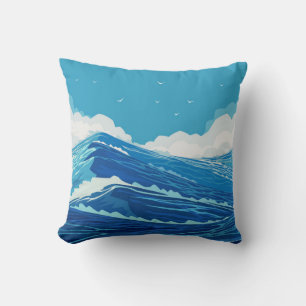 In den Ozean. Schöne große Meereswellen und Blau Kissen