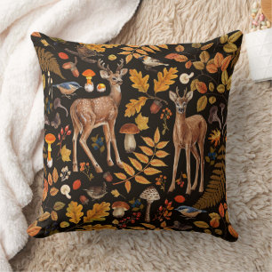 In den Wald/Herbst Hirsche auf schwarz Kissen