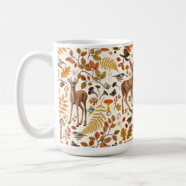 In den Wald/Herbst Hirsche auf weiß Kaffeetasse (Links)