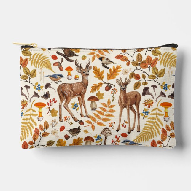 In den Wald/Herbst Hirsche auf weiß Zubehörtasche (Vorderseite)
