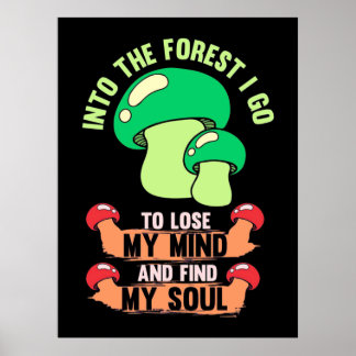 In den Wald Pilzjäger gehen Poster