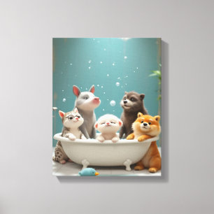 In der Badewanne lebende Tiere Leinwanddruck