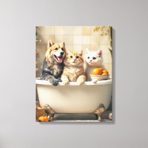 In der Badewanne lebende Tiere Leinwanddruck