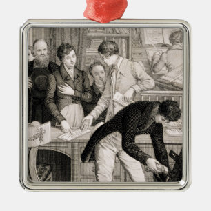 In der Bank c.1800 (Stich) Silbernes Ornament