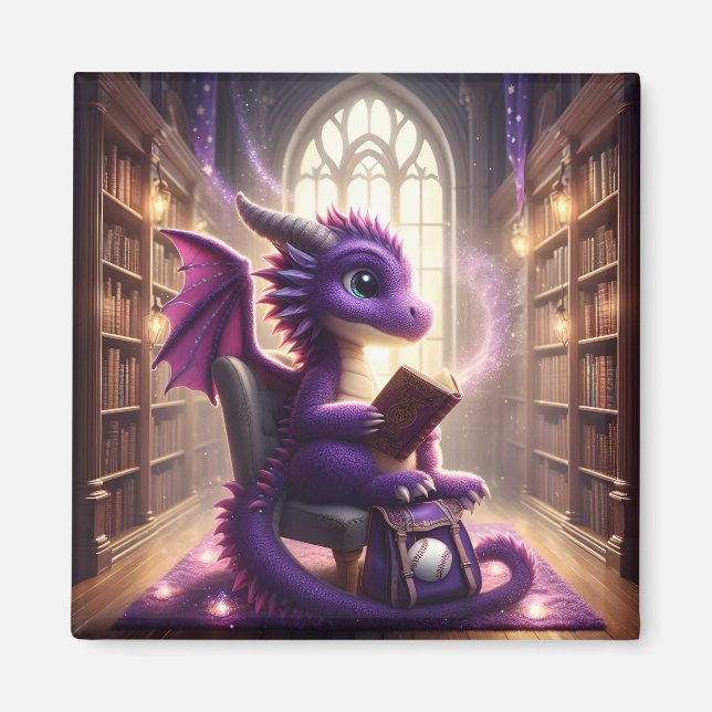 In der Bibliothek - Lila Drachenmagazin Magnet (Vorne)