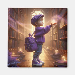 In der Bibliothek - Lila Magnet