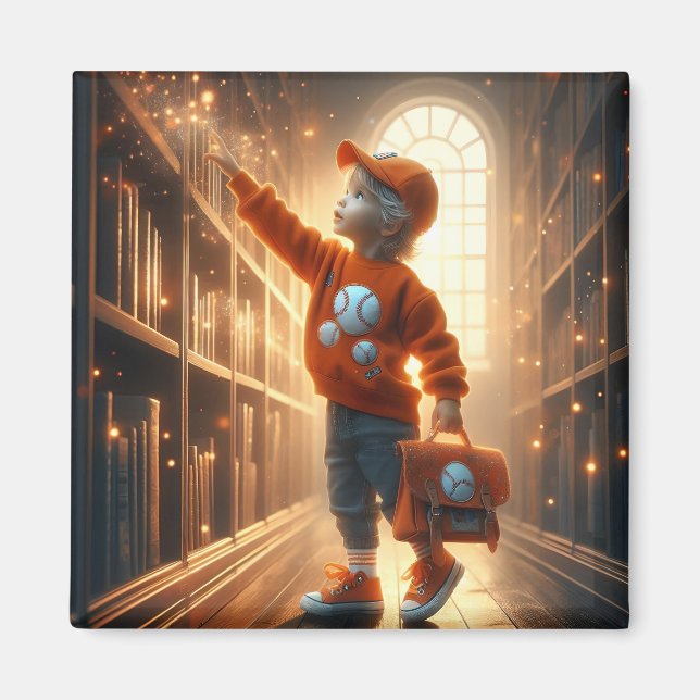 In der Bibliothek - Orange Magnet (Vorne)