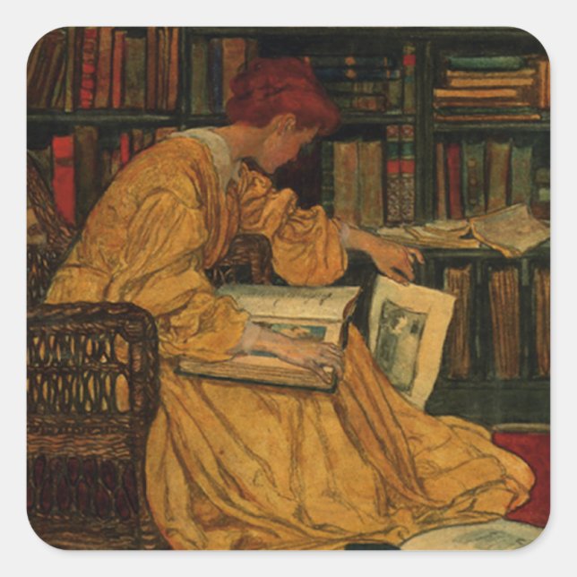 In der Bibliothek Quadratischer Aufkleber (Vorderseite)