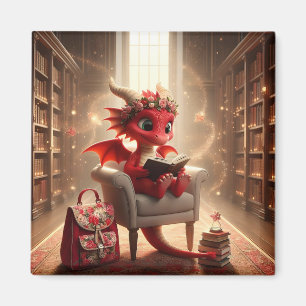 In der Bibliothek - Roter Drachenmagazin Magnet