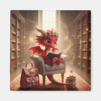 In der Bibliothek - Roter Drachenmagazin Magnet