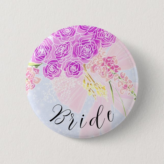 In der Blue-Pink Sheer Bow und Bouquet-Brides Button (Vorderseite)