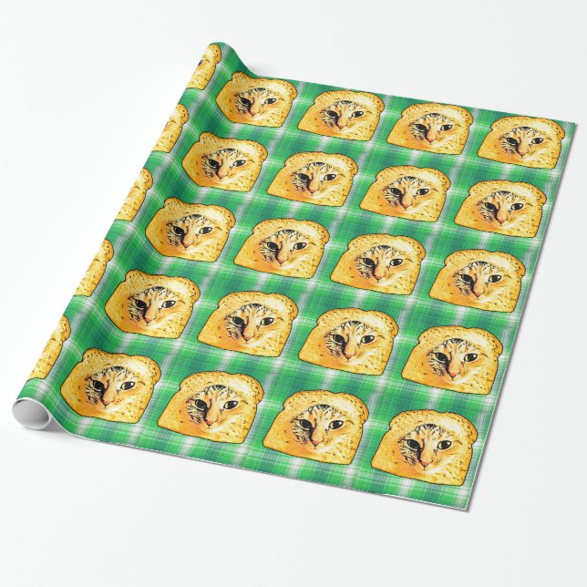 In der Brot-Katze grünen Sie kariertes Geschenkpapier (Ungerollt)