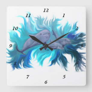 In der Dolphin-Schule Quadratische Wanduhr