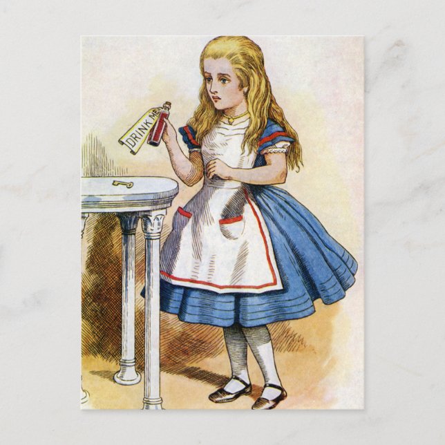 In der Flasche stand "Trink mich", also tat Alice  Postkarte (Vorderseite)