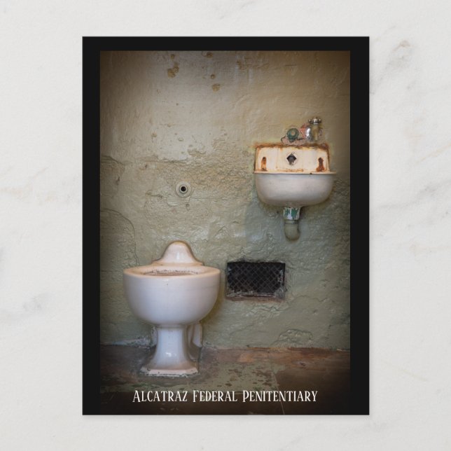 In der Gefängniszelle am Felsen, Alcatraz, Postkarte (Vorderseite)