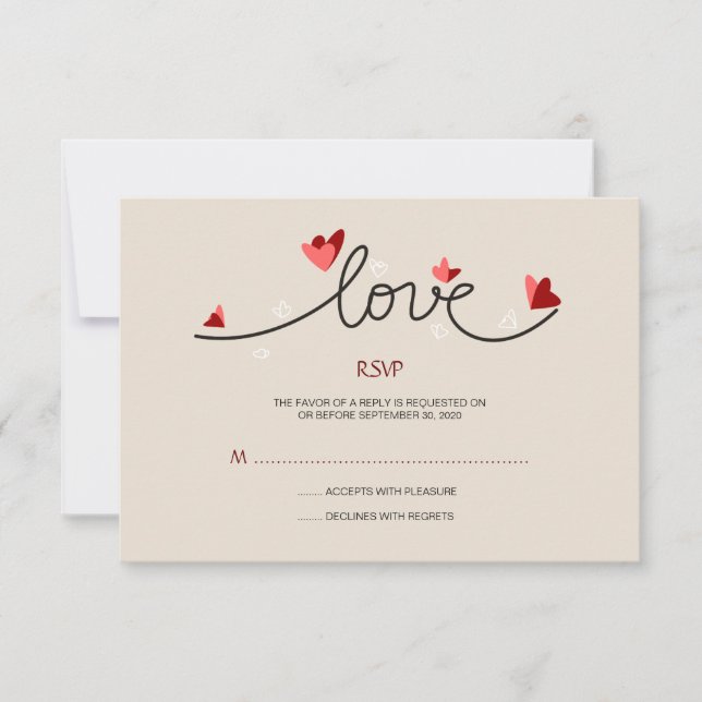 In der Liebe einfache, elegante Texthochzeit RSVP Karte (Vorderseite)