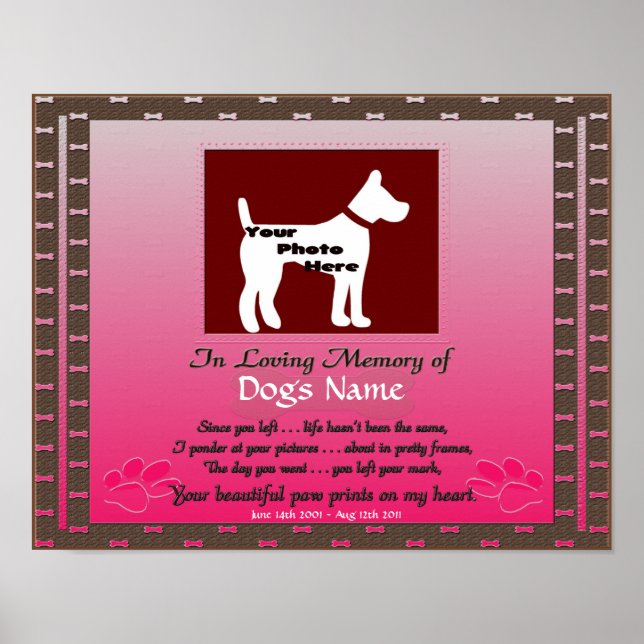 In der Liebe Erinnerung an Ihren Hund rosa Weibche Poster (Vorne)