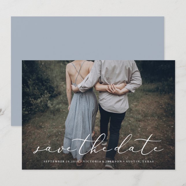 In der Liebe Save the Date Ankündigung von Foto (Vorne/Hinten)