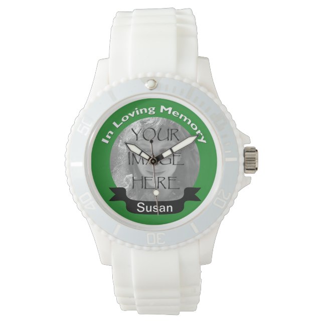 In der liebenden Erinnerung an grünes Foto beobach Armbanduhr (Vorderseite)