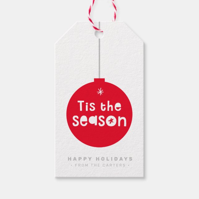 IN DER SAISON CHRISTMAS GIFT fett rotes Bauble Geschenkanhänger (Vorderseite)
