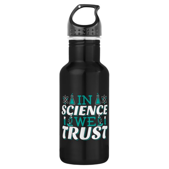 In der Wissenschaft vertrauen wir Zitat - Lehrer Edelstahlflasche (Vorderseite)
