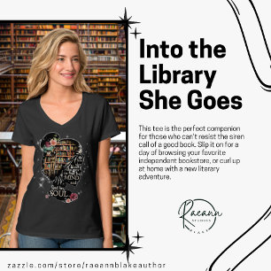"In die Bibliothek geht sie hinein" V-Neck-T - Shi T-Shirt