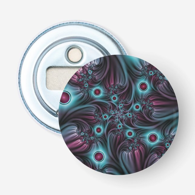 In die Tiefe Abstraktes Fraktal Blau rosa Kunst Flaschenöffner (Vorderseite)