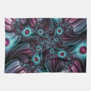 In die Tiefe Abstraktes Fraktal Blau rosa Kunst Handtuch