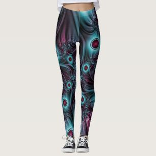 In die Tiefe Abstraktes Fraktal Blau rosa Kunst Leggings