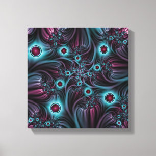 In die Tiefe Abstraktes Fraktal Blau rosa Kunst Leinwanddruck