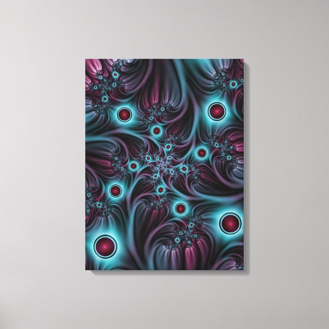 In die Tiefe Abstraktes Fraktal Blau rosa Kunst Leinwanddruck (Vorderseite)