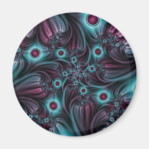 In die Tiefe Abstraktes Fraktal Blau rosa Kunst Magnet