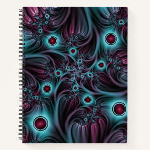 In die Tiefe Abstraktes Fraktal Blau rosa Kunst Notizbuch