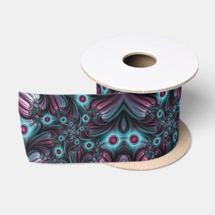 In die Tiefe Abstraktes Fraktal Blau rosa Kunst Satinband