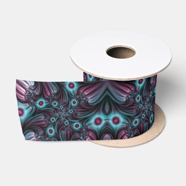 In die Tiefe Abstraktes Fraktal Blau rosa Kunst Satinband (Spule)