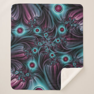 In die Tiefe Abstraktes Fraktal Blau rosa Kunst Sherpadecke