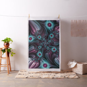 In die Tiefe Abstraktes Fraktal Blau rosa Kunst Stoff