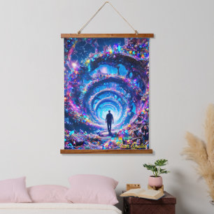 In die Unendlichkeit eintauchen - Mystischer Edels Wandteppich Mit Holzrahmen