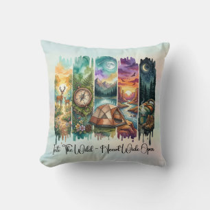 In die wilde Aquarell-Camping-Berg-Natur Kissen