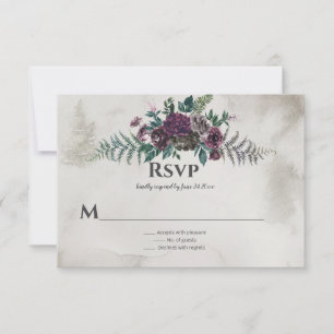 In die wilde rustikale Hochzeit des Burgund RSVP Karte