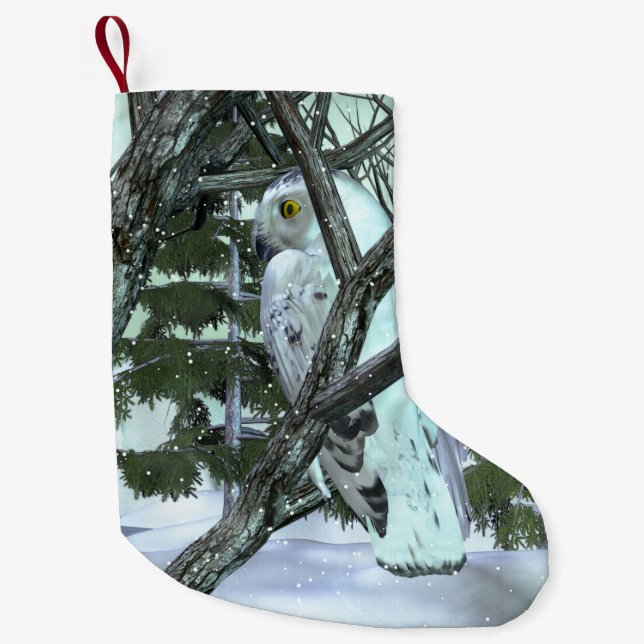 In die wilde Snowy Owl SZENE FERIENDEKOR Kleiner Weihnachtsstrumpf (Vorderseite)